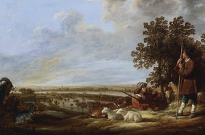Paysage avec deux bergers et leurs animaux - Aelbert Cuyp